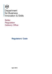    Regulators’ Code April 2014