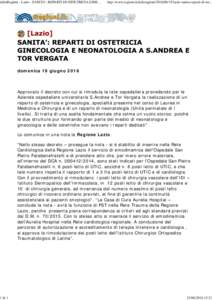 dalleRegioni - Lazio - SANITA’: REPARTI DI OSTETRICIA GINECOLOGIA E NEONATOLOGIA A S.ANDREA E TOR VERGATA - Regioni.it