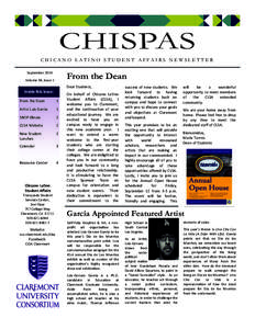 CHISPAS CHICANO LATINO STUDENT AFFAIRS NEWSLETTER From the Dean  September 2014 