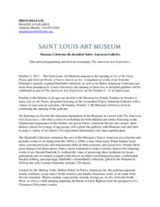 PRESS RELEASE IMAGES AVAILABLE Amanda Mueller, Museum Celebrates Re-Installed Native American Galleries