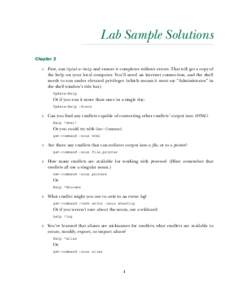 Lab Sample Solutions Chapter 3 1 First, run Update-Help and ensure it completes without errors. That will get a copy of the help on your local computer. You’ll need an internet connection, and the shell
