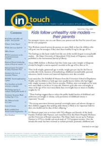 Vol 22 No 4 MayKids follow unhealthy role models — their parents  Contents