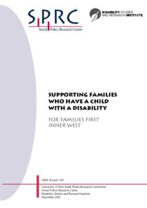 SUPPORTING FAMILIES WHO HAVE A CHILD WITH A DISABILITY FOR FAMILIES FIRST INNER WEST