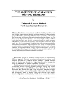 THE SEQUENCE OF ANALYSIS IN SOLVING PROBLEMS by Deborah Lamm Weisel North Carolina State University