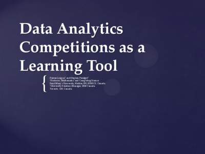 Data Analytics Competitions as a Learning Tool