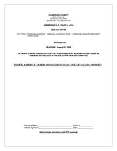 CAMERON COUNTY 964 E. Harrison St, Brownsville, Texas[removed]0871 Fax: ([removed]ADDENDUM # 3 - PAGE 1 of 34