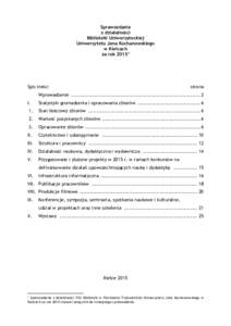 Sprawozdanie z działalności Biblioteki Uniwersyteckiej Uniwersytetu Jana Kochanowskiego w Kielcach za rok 20151