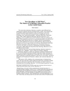 Journal of Technology Education  Vol. 12 No.2, Spring 2001 New Paradigm or Old Wine? The Status of Technology Education Practice