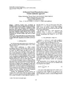 VECIMSlntemafional Symposium nn Virtual Environments, Human~CompulerInterfaces, and Measurement Systems Lugann, Switzerland, 27-29 July 2003 3D Binaural Sound Reproduction using a Virtual Ambisonic Approach
