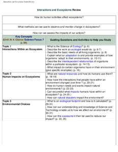 Interactions and Ecosystems Guided Review