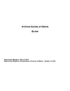 ARCHIVES SOCIETY OF ALBERTA BY-LAWS