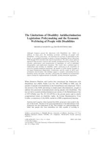 Disability / Disability rights / 101st United States Congress / Americans with Disabilities Act / Developmental disability / Section 504 of the Rehabilitation Act / Discrimination / Vocational Rehabilitation Act / Reasonable accommodation / Special education in the United States / Law / Health