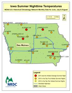 Iowa Summer Nighttime Temperatures  NOAA U.S. Historical Climatology Network Monthly Data for June, July & August