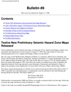 Seismic Hazard Mapping Bulletin #8  Bulletin #8 This issue was released on August 17, [removed]Contents