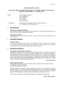 Page 1 of 2  DAVID MACBRAYNE LIMITED MINUTES OF SPECIAL BOARD MEETING HELD IN THE FERRY TERMINAL BUILDING AT GOUROCK, ON WEDNESDAY 17 OCTOBER 2012 _________________________________________________________________________