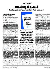 book reviews  Breaking the Mold A radical proposal to decentralize school governance A Democratic Constitution