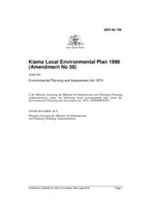 2004 No 706  New South Wales Kiama Local Environmental Plan[removed]Amendment No 58)