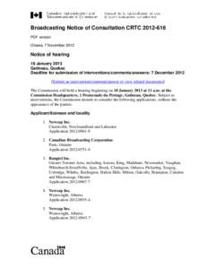 Broadcasting Notice of Consultation CRTC 2009-xx