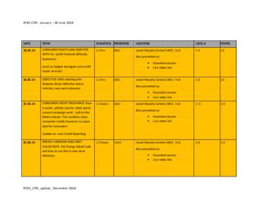 FCRC CPD : January – 30 June[removed]DATE TOPIC