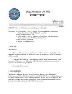 Department of Defense  DIRECTIVE NUMBER[removed]February 26, 2008 DA&M