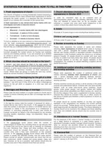 STATISTICS FOR MISSION 2010: HOW TO FILL IN THIS FORM 1. Fresh expressions of church The Church of England is moving intentionally towards becoming a mixed economy church: many different fresh expressions of church along