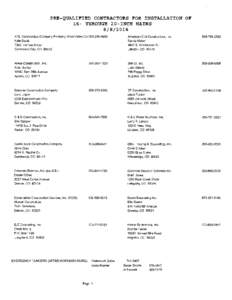 Prequalified contractors for installation of 16- through 20-inch mains