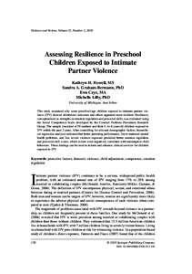 Violence and Victims, Volume 25, Number 2, 2010  Assessing Resilience in Preschool Children Exposed to Intimate Partner Violence Kathryn H. Howell, MS