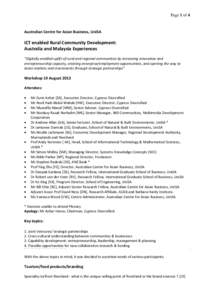 Page 1 of 4  Australian Centre for Asian Business, UniSA ICT enabled Rural Community Development: Australia and Malaysia Experiences