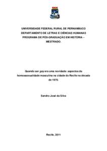 UNIVERSIDADE FEDERAL RURAL DE PERNAMBUCO DEPARTAMENTO DE LETRAS E CIÊNCIAS HUMANAS PROGRAMA DE PÓS-GRADUAÇÃO EM HISTÓRIA –