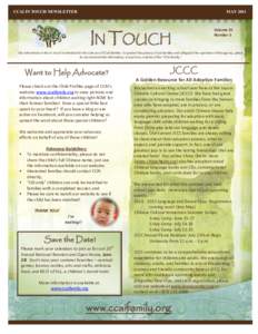 CCAI IN TOUCH NEWSLETTER  MAY 2014 IN TOUCH