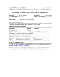 Application Status Confirmation Document