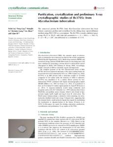 Protein structure / Molecular biology / Crystallization / Mineralogy / X-ray crystallography / Polyhistidine-tag / Lysogeny broth / SDS-PAGE / Affinity chromatography / Chemistry / Science / Crystallography