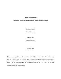 Sticky Information: A Model of Monetary Nonneutrality and Structural Slumps