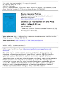 This article was downloaded by: [Princeton University] On: 15 June 2012, At: 14:59 Publisher: Routledge Informa Ltd Registered in England and Wales Registered Number: [removed]Registered office: Mortimer House, 37-41 Mort