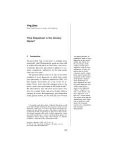 Economics / Price dispersion / Dispersion / Price / Monopoly / Statistical dispersion / Coupon / The Great Atlantic & Pacific Tea Company / Market price / Pricing / Business / Marketing