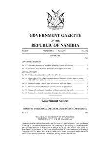 GOVERNMENT GAZETTE OF THE