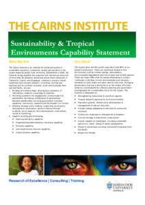 Sustainability & Tropical Environments Capability Statement Who We Are Our Work