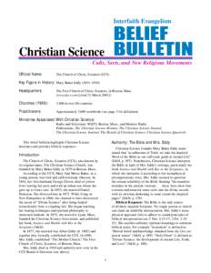 Interfaith Evangelism  BELIEF BULLETIN  Christian Science