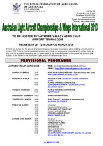 THE ROYAL FEDERATION OF AERO CLUBS OF AUSTRALIA A.C.NIncorporated in the A.C.T.)  PO Box 72