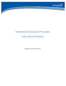 Statement of Business Principles and Code of Conduct Reynolds Consumer Products Inc  Table of Contents