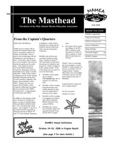 NATIONAL AQU ARIUM IN BALTIMORE  The Masthead Newsletter of the Mid-Atlantic Marine Education Association  Fall 2008