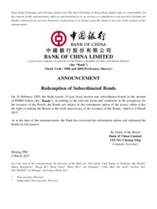 Hong Kong Exchanges and Clearing Limited and The Stock Exchange of Hong Kong Limited take no responsibility for the contents of this announcement, make no representation as to its accuracy or completeness and expressly d