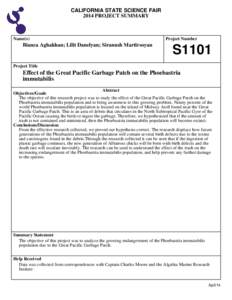 CALIFORNIA STATE SCIENCE FAIR 2014 PROJECT SUMMARY Name(s)  Bianca Aghakhan; Lilit Danelyan; Siranush Martirosyan