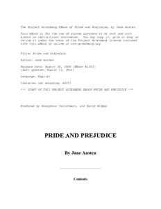 Pride and Prejudice, by Jane Austen