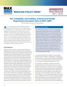 MAX CENTERS FOR MEDICARE & ME D I C A I D S E RV I C E S MEDICAID POLICY BRIEF Brief 14