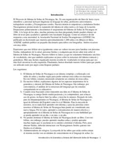 Introducción  Extracto del Manual del Idioma de Señas de Nicaragua (primera edición), publicada por Nicaraguan Sign Language Projects, Inc., North Yarmouth, ME EE.UU)