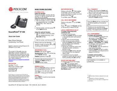 SoundPoint IP 450 Quick User Guide