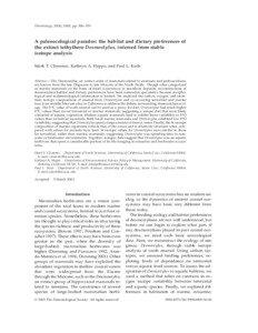 Isotopes / Desmostylus / Desmostylia / Desmostylidae / Isotope analysis / Marine mammal / Terrestrial ecosystem / Proxy / Paleoparadoxia / Cenozoic / Phanerozoic / Geologic time scale