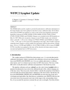 Instrument Science Report WFPC2[removed]WFPC2 Synphot Update S. Baggett, S. Casertano, S. Gonzaga, C. Ritchie October 13, 1997
