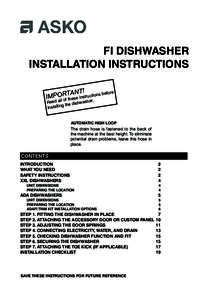 FI DISHWASHER INSTALLATION INSTRUCTIONS ANTs! tructions before T R O